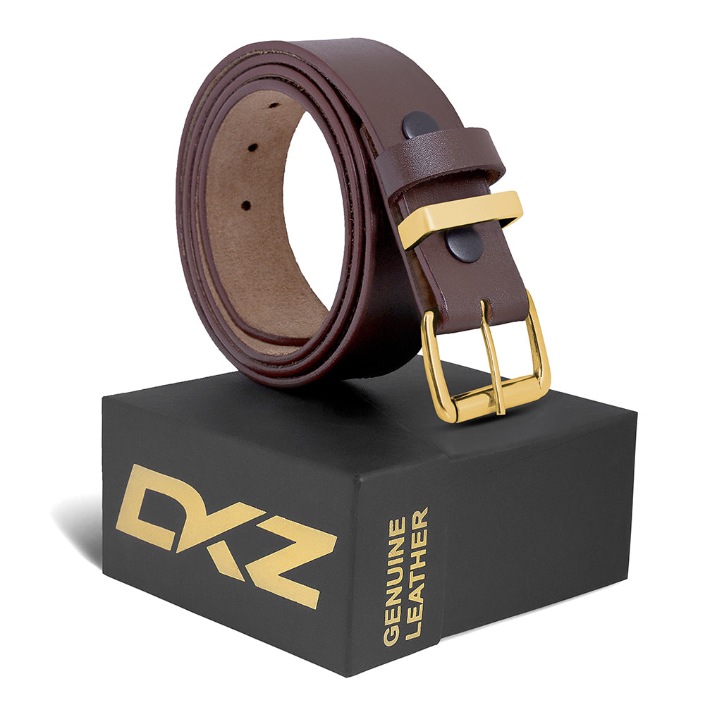 Leather Belt with Gold Buckle