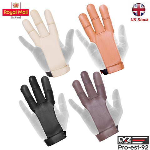 Archers Leather 3 Finger Right/Left Hand Glove,black,brown,beige,dark brown