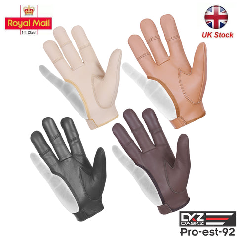 ARCHERS LEATHER 4 Finger Glove, Beige,Brown,Black,Dark Brown - "Hunting Gloves"