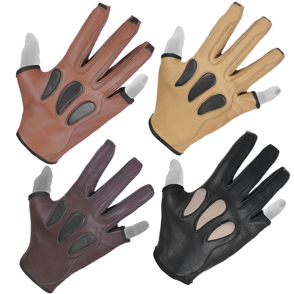 ARCHERS LEATHER 4 Finger Glove, Beige,brown,black,dark Brown hunting Gloves  