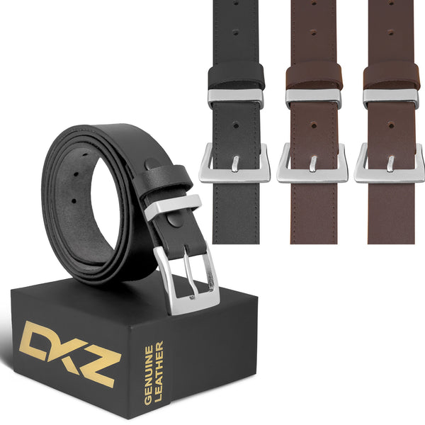 Leather Stitch  For Men Belt (100% GENUINE) Black/Brown waist belt Sizes 30'' to 72'' with Regular perfect for Boys Gift, Dress, Jeans, Cowboy, Casual & Work wear