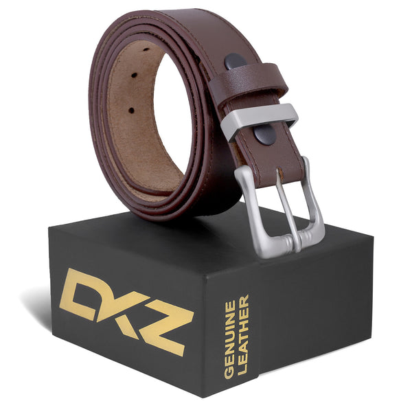 Leather Belts For Men Stitch Belt (100% GENUINE) Black/Brown waist belt Sizes 30'' to 72'' with Silver Brass Buckle perfect for Boys Gift, Dress, Jeans, Cowboy, Casual & Work wear