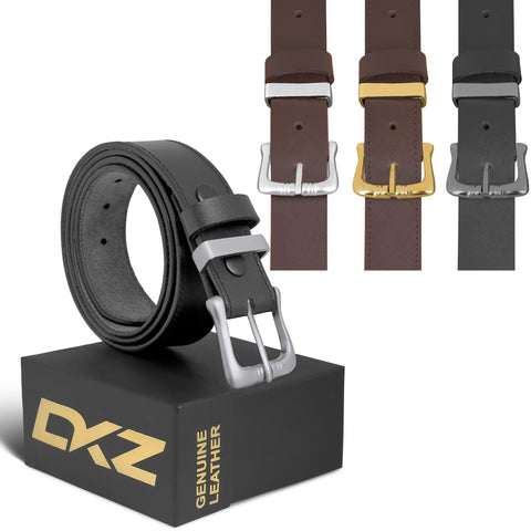 Products Leather Belts For Men Plain Belt (100% GENUINE) Black/Brown waist belt Sizes 30'' to 72'' with Silver Brass Buckle perfect for Boys Gift, Dress, Jeans, Cowboy, Casual & Work wear