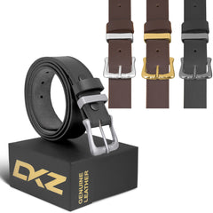Leather Belts For Men Stitch Belt (100% GENUINE) Black/Brown waist belt Sizes 30'' to 72'' with Silver Brass Buckle perfect for Boys Gift, Dress, Jeans, Cowboy, Casual & Work wear