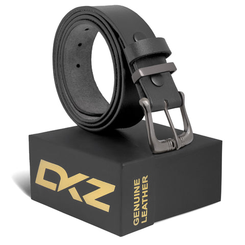 Leather Belts For Men Plain Belt (100% GENUINE) Black/Brown waist belt Sizes 30'' to 72'' with Black Brass Buckle perfect for Boys Gift, Dress, Jeans, Cowboy, Casual & Work wear