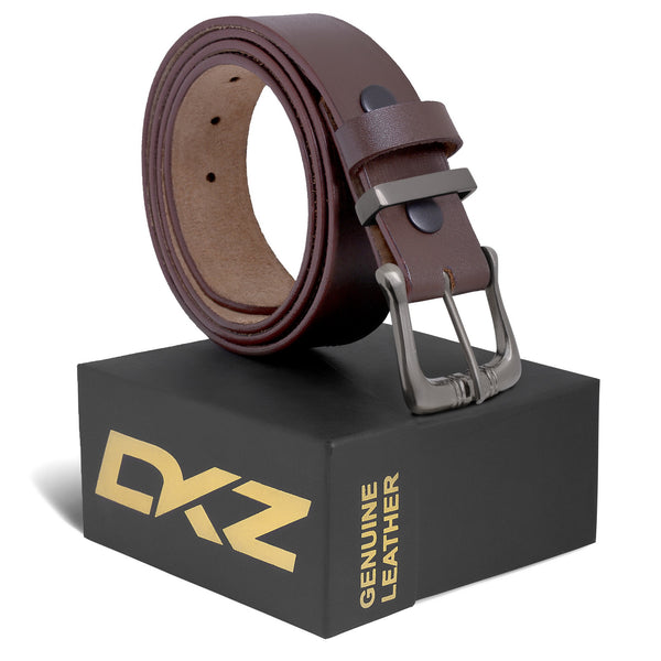 Leather Belts For Men Plain Belt (100% GENUINE) Black/Brown waist belt Sizes 30'' to 72'' with Black Brass Buckle perfect for Boys Gift, Dress, Jeans, Cowboy, Casual & Work wear