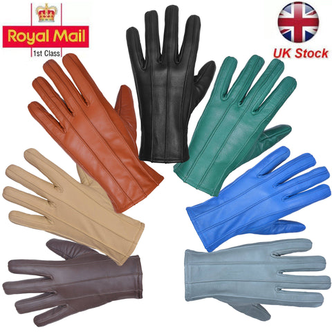 MENS LEATHER GLOVES SOFT FEEL FULLY LINED FLEECE WINTER WARM OUTDOOR WALKING NEW ✔Top Quality Aniline Cow Leather✔Better than sheep skin
