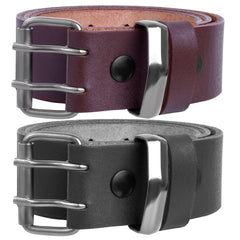 MENS LEATHER BELT Double Hole (100% GENUINE)Black/Brown 30'' to 64'' waist sizes Improved Design✔100% Thick Cow Hide✔Heavy Loop & Buckle