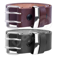 MENS LEATHER BELT Double Hole (100% GENUINE)Black/Brown 30'' to 64'' waist sizes Improved Design✔100% Thick Cow Hide✔Heavy Loop & Buckle